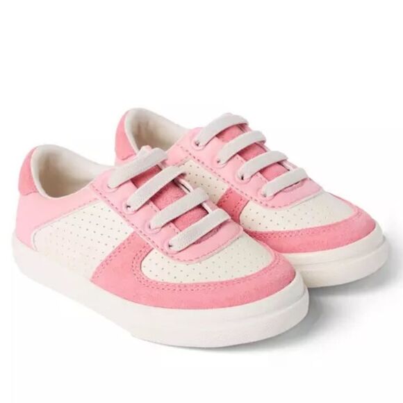🔥Janie and Jack Pink and White Sneakers with Lace-Up Design Sz 5 New - Picture 1 of 5